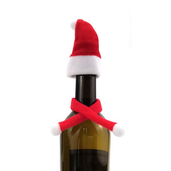 Mini Santa Hat & Scar Wine Bottle Topper